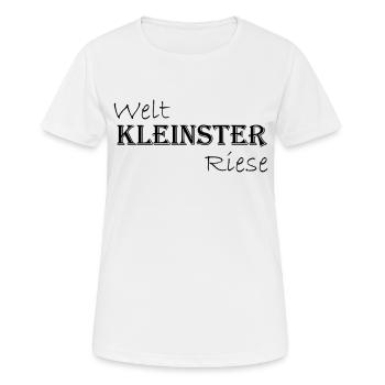 Weltkleinster Riese - Schriftzug - Frauen T-Shirt atmungsaktiv - Weiß - Vorne - AI Model Female 172 dark (172cm)
