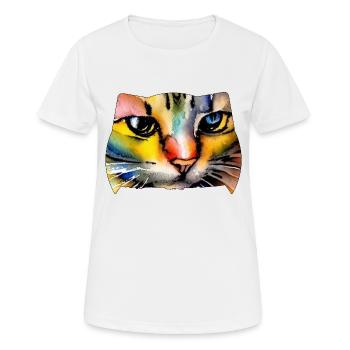 Katzengesicht 7 - Frauen T-Shirt atmungsaktiv - Weiß - Vorne - AI Model Female 172 dark (172cm)