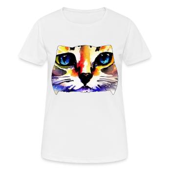 Katzengesicht 6 - Frauen T-Shirt atmungsaktiv - Weiß - Vorne - AI Model Female 172 dark (172cm)