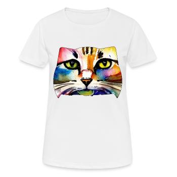 Katzengesicht 7 - Frauen T-Shirt atmungsaktiv - Weiß - Vorne - AI Model Female 172 dark (172cm)