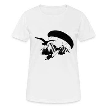 Gleitschirm Fliegen - Frauen T-Shirt atmungsaktiv - Weiß - Vorne - AI Model Female 172 dark (172cm)