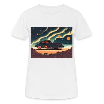 Retro Plakat mit Hot Rod in der Nacht - Frauen T-Shirt atmungsaktiv - Weiß - Vorne - AI Model Female 172 dark (172cm)