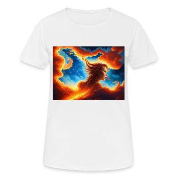 Bleu rouge ciel avec une illustration de femme - T-shirt respirant Femme - blanc - Devant - AI Model Female 172 dark (172cm)