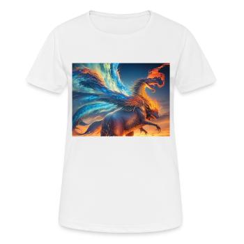 Ciel bleu rouge avec une créature générée par l’IA - T-shirt respirant Femme - blanc - Devant - AI Model Female 172 dark (172cm)