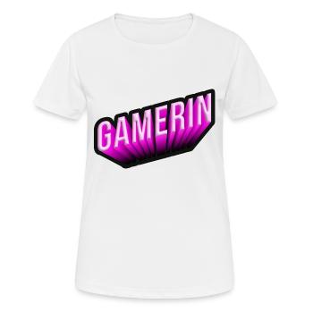Gamerin 3D NEON PINK - Frauen T-Shirt atmungsaktiv - Weiß - Vorne - AI Model Female 172 dark (172cm)