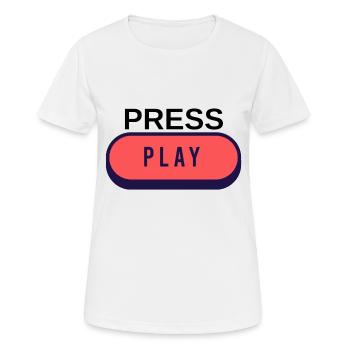 PRESS PLAY - Das Piece für Gamer - Frauen T-Shirt atmungsaktiv - Weiß - Vorne - AI Model Female 172 dark (172cm)