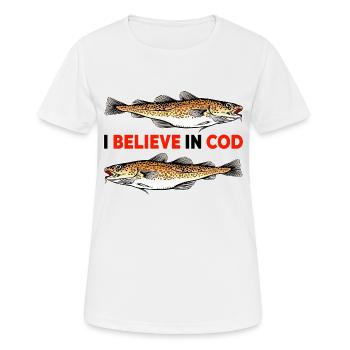 Fishing - I believe in Cod - Women's Breathable T-Shirt - white - Front - AI Model Female 172 dark (172cm)