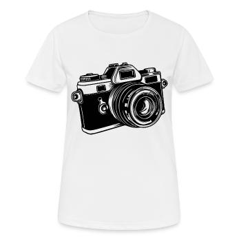 Photographe Photographie Caméra de photographie - T-shirt respirant Femme - blanc - Devant - AI Model Female 172 dark (172cm)