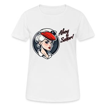 Ahoi Sailor - Frauen T-Shirt atmungsaktiv - Weiß - Vorne - AI Model Female 172 dark (172cm)