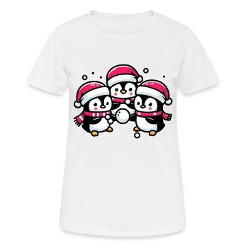 Adorable pingouin père Noël chapeau bataille de boules de neige d’hiver - T-shirt respirant Femme - blanc - Devant - AI Model Female 172 dark (172cm)