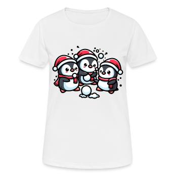 Adorable mignon pingouin père Noël chapeau boule de neige d’hiver fi - T-shirt respirant Femme - blanc - Devant - AI Model Female 172 dark (172cm)