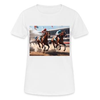 Course de chevaux #1 - T-shirt respirant Femme - blanc - Devant - AI Model Female 172 dark (172cm)