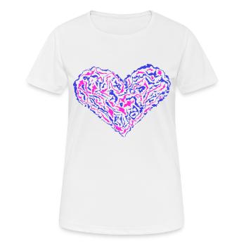 Cœur bleu et rose. - T-shirt respirant Femme - blanc - Devant - AI Model Female 172 dark (172cm)
