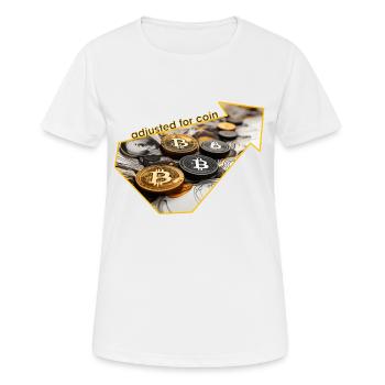 crypto geld ,adjusted for coin - Frauen T-Shirt atmungsaktiv - Weiß - Vorne - AI Model Female 172 dark (172cm)