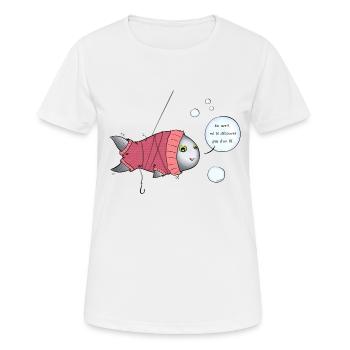 Poisson d'avril à col roulé - T-shirt respirant Femme - blanc - Devant - AI Model Female 172 dark (172cm)