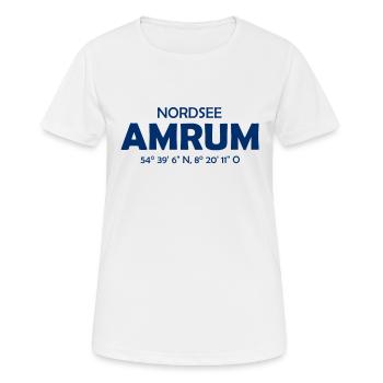 Amrum Koordinaten Ebbe Flut Nordsee - Frauen T-Shirt atmungsaktiv - Weiß - Vorne - AI Model Female 172 dark (172cm)