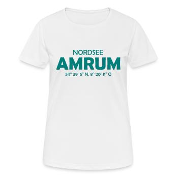 Amrum Koordinaten Ebbe Flut Nordsee - Frauen T-Shirt atmungsaktiv - Weiß - Vorne - AI Model Female 172 dark (172cm)