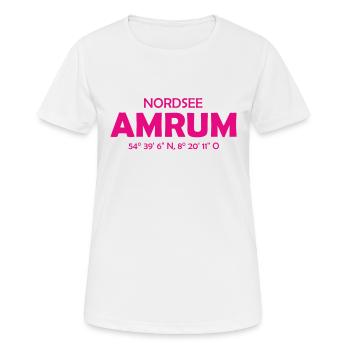 Amrum Koordinaten Ebbe Flut Nordsee - Frauen T-Shirt atmungsaktiv - Weiß - Vorne - AI Model Female 172 dark (172cm)