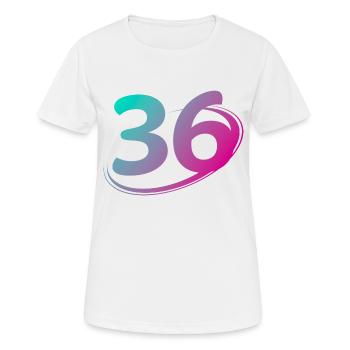 Nummer 36 mehrfarbig - Frauen T-Shirt atmungsaktiv - Weiß - Vorne - AI Model Female 172 dark (172cm)