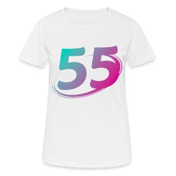 Nummer 55 mehrfarbig - Frauen T-Shirt atmungsaktiv - Weiß - Vorne - AI Model Female 172 dark (172cm)