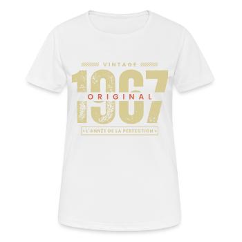 vintage 1967 / année 1967 / t-shirt 1967 - T-shirt respirant Femme - blanc - Devant - AI Model Female 172 dark (172cm)