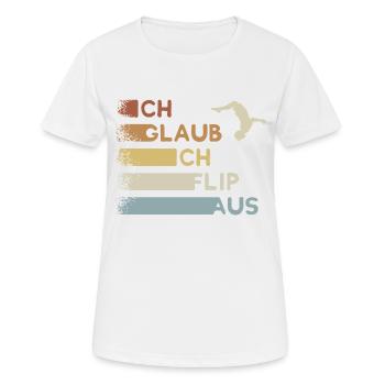 I'm freaking out! Retro Parkour Flipping Freerunning - Women's Breathable T-Shirt - white - Front - AI Model Female 172 dark (172cm)