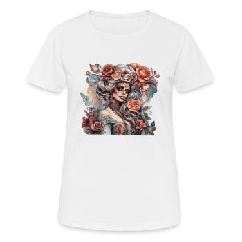 Femme rêveuse et séduisante dans un style vintage - T-shirt respirant Femme - blanc - Devant - AI Model Female 172 dark (172cm)