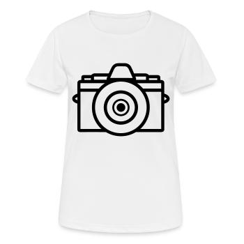 Kamera - Frauen T-Shirt atmungsaktiv - Weiß - Vorne - AI Model Female 172 dark (172cm)