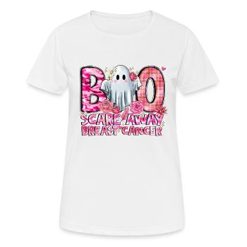 Boo verscheucht Brustkrebs - Frauen T-Shirt atmungsaktiv - Weiß - Vorne - AI Model Female 172 dark (172cm)