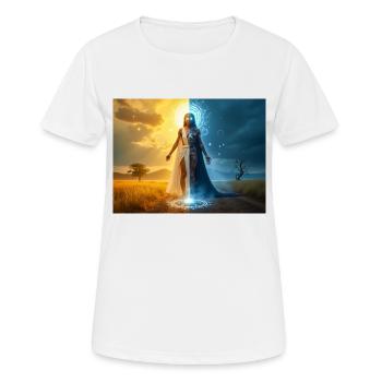 Adroa – Lugbara, Gott der Dualität, des Lichts und des Schattens - Frauen T-Shirt atmungsaktiv - Weiß - Vorne - AI Model Female 172 dark (172cm)