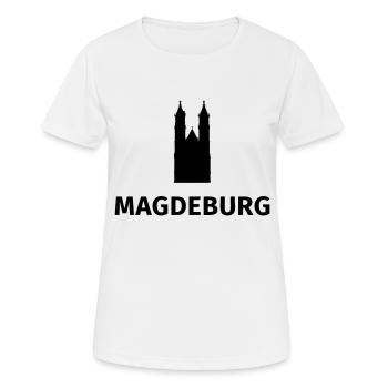Magdeburg - Frauen T-Shirt atmungsaktiv - Weiß - Vorne - AI Model Female 172 dark (172cm)