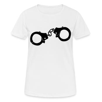 Handschellen - Frauen T-Shirt atmungsaktiv - Weiß - Vorne - AI Model Female 172 dark (172cm)