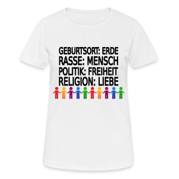 Gegen Rassismus - Frauen T-Shirt atmungsaktiv - Weiß - Vorne - AI Model Female 172 dark (172cm)
