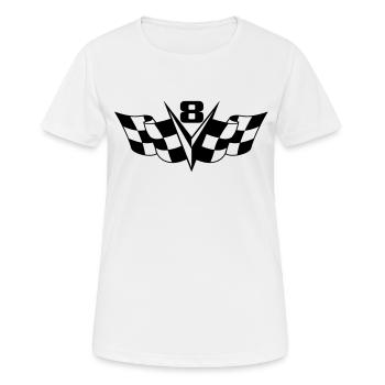 V8 Power - Frauen T-Shirt atmungsaktiv - Weiß - Vorne - AI Model Female 172 dark (172cm)