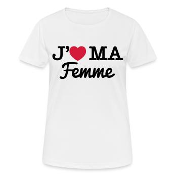 J'aime ma femme - T-shirt respirant Femme - blanc - Devant - AI Model Female 172 dark (172cm)