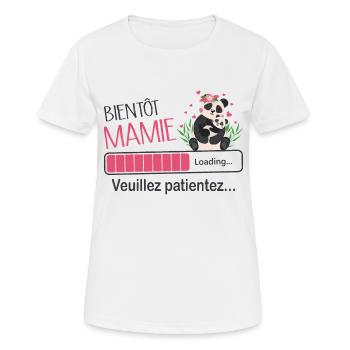 Bientôt Mamie Annonce Panda Idée De Cadeau - T-shirt respirant Femme - blanc - Devant - AI Model Female 172 dark (172cm)