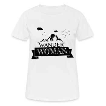 Wanderwoman - Frauen T-Shirt atmungsaktiv - Weiß - Vorne - AI Model Female 172 dark (172cm)