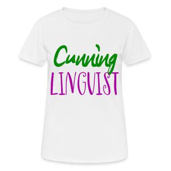 Cunning linguist: a cheeky lesbian wordplay joke - Women's Breathable T-Shirt - white - Front - AI Model Female 172 dark (172cm)