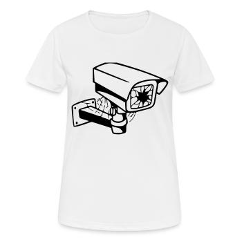 Kamera - Frauen T-Shirt atmungsaktiv - Weiß - Vorne - AI Model Female 172 dark (172cm)