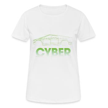 Cyber - Elektrisch - E-Auto - Truck - Frauen T-Shirt atmungsaktiv - Weiß - Vorne - AI Model Female 172 dark (172cm)
