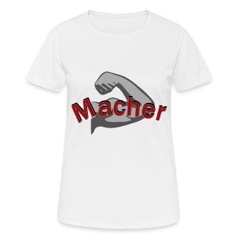 Macher -Training - Sei ein Macher - Pain and Gain - Frauen T-Shirt atmungsaktiv - Weiß - Vorne - AI Model Female 172 dark (172cm)