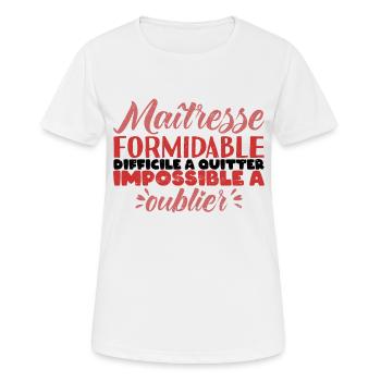 Maîtresse d'école Cadeau école fin d'année - T-shirt respirant Femme - blanc - Devant - AI Model Female 172 dark (172cm)