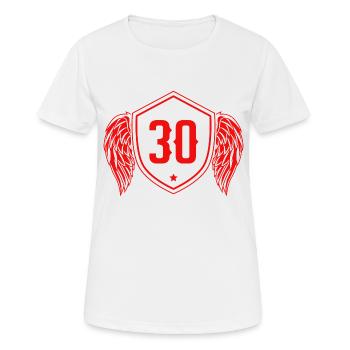 30 Zahl Wappen - Frauen T-Shirt atmungsaktiv - Weiß - Vorne - AI Model Female 172 dark (172cm)
