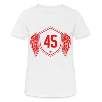45 Nombre d’armoiries - T-shirt respirant Femme - blanc - Devant - AI Model Female 172 dark (172cm)