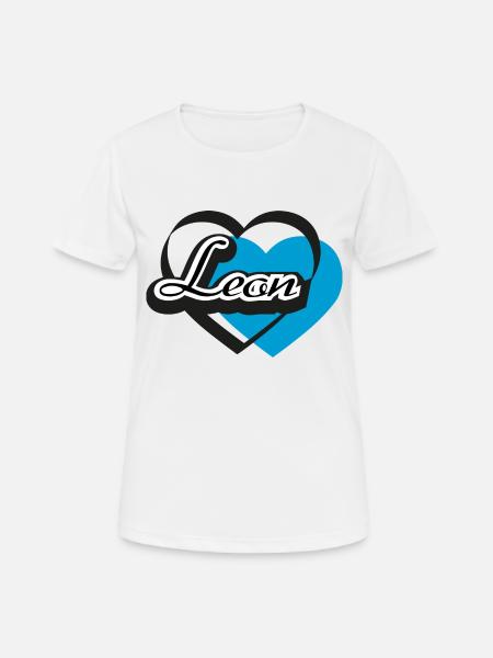 Name Leon Herz - Frauen T-Shirt atmungsaktiv - Weiß