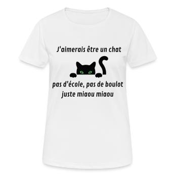 Idée cadeau femme enfant chat drôle être un chat - T-shirt respirant Femme - blanc - Devant - AI Model Female 172 dark (172cm)