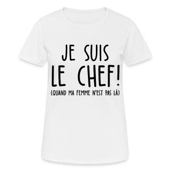 je suis le chef / humour époux / humour mari - T-shirt respirant Femme - blanc - Devant - AI Model Female 172 dark (172cm)