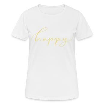 Happy - Frauen T-Shirt atmungsaktiv - Weiß - Vorne - AI Model Female 172 dark (172cm)