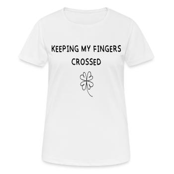 Keeping my fingers crossed Kleeblatt - Frauen T-Shirt atmungsaktiv - Weiß - Vorne - AI Model Female 172 dark (172cm)