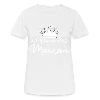 Vêtements humour reine des maman. - T-shirt respirant Femme - blanc - Devant - AI Model Female 172 dark (172cm)